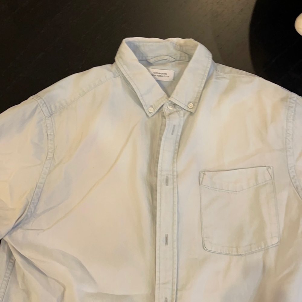 Saturdays NYC chambray blend shirt